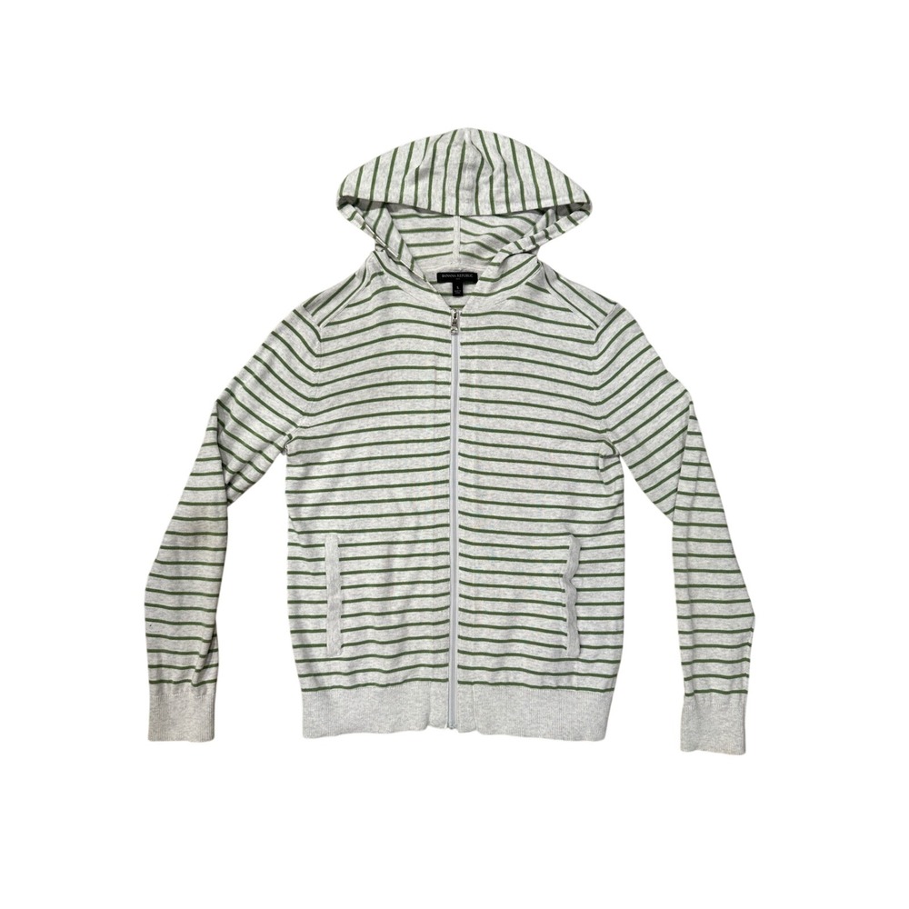 Banana Republic Womens Striped Hoodie Full Zip Lightweight Casual Comfort Size S